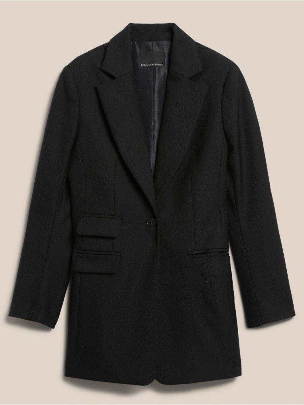 Banana Republic Lido Sculpted Wool Blazer Black Sz 12 - Picture 2 of 11